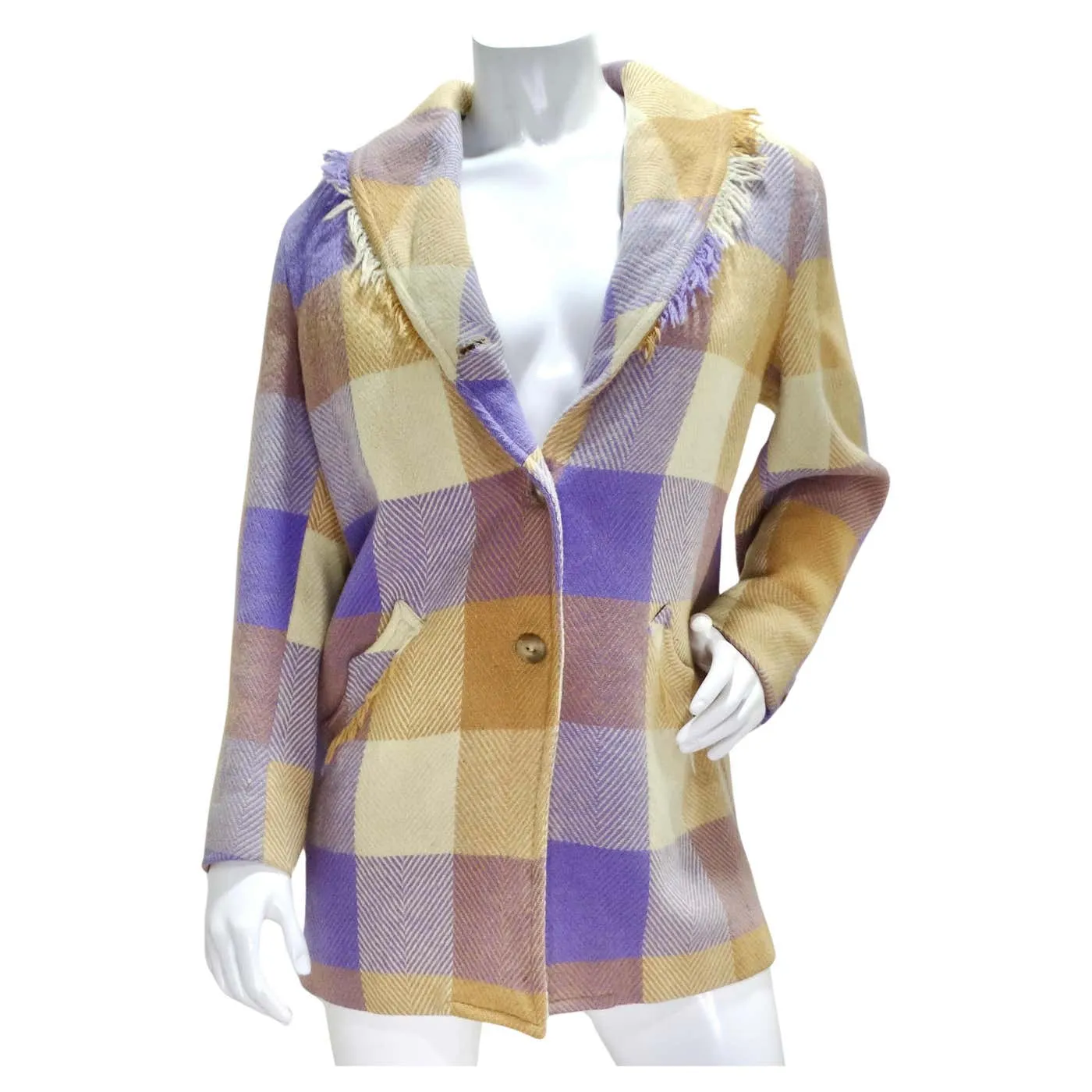 1970s Western Plaid Wool Blazer