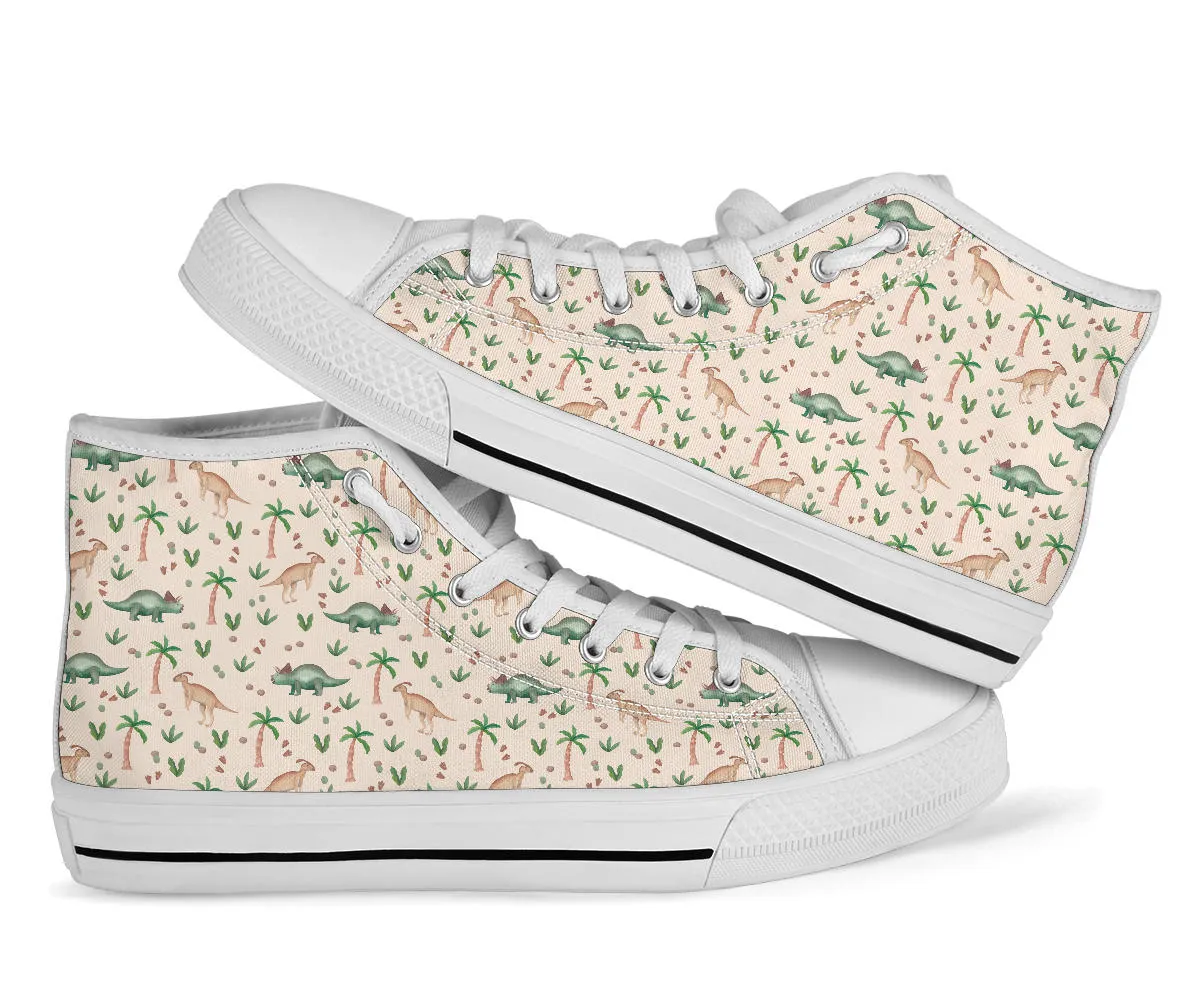 Beige Dinos - Dinosaur High Top Shoes