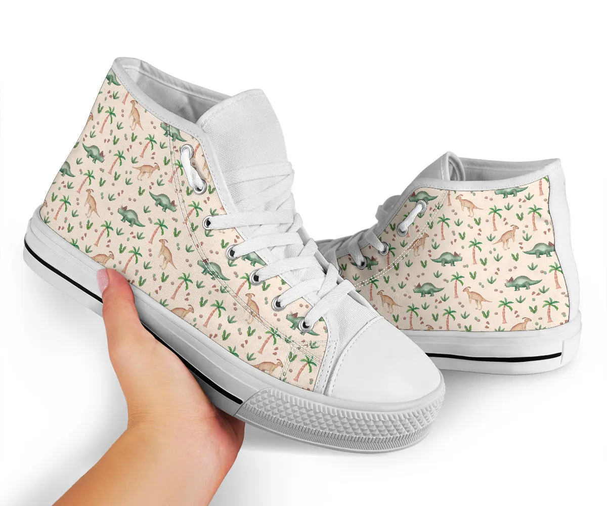 Beige Dinos - Dinosaur High Top Shoes