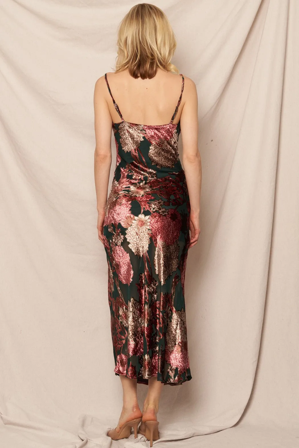 DANI COWL NECK FLORAL PRINT MIDI DRESS