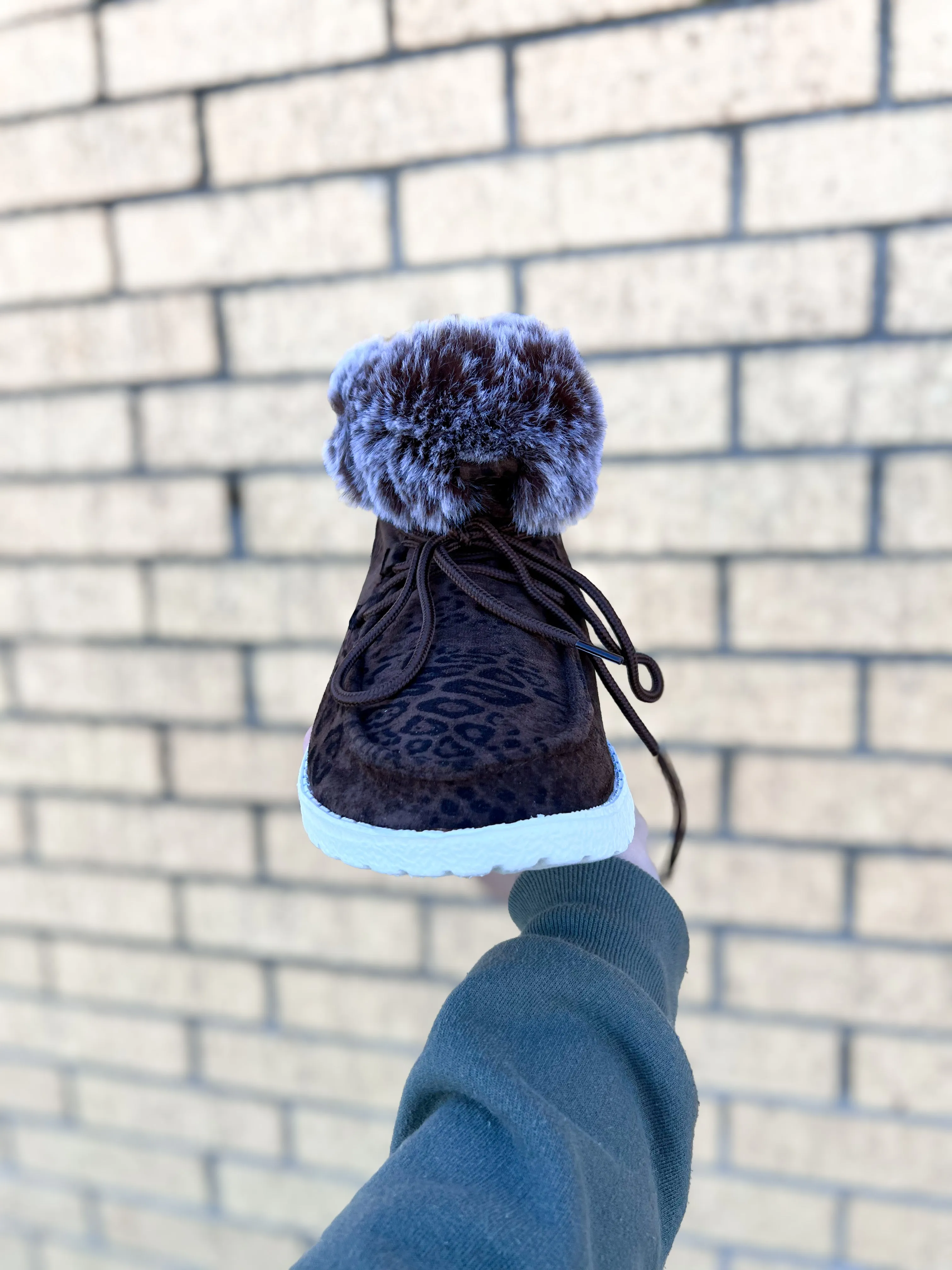Fancy Taupe Leopard Faux Fur Lined High Top Shoes Gypsy jazz