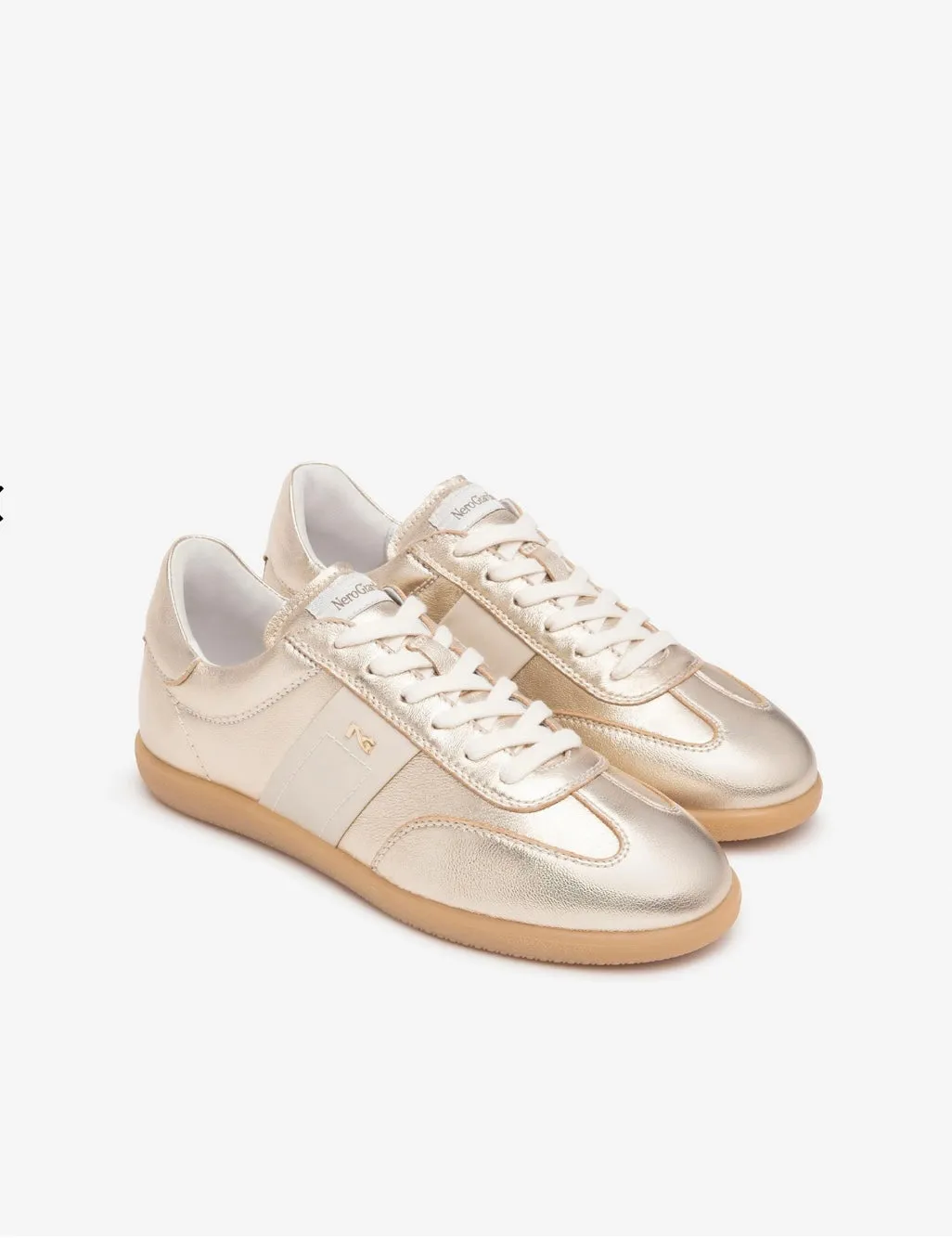 Gold leather  retro sneakers