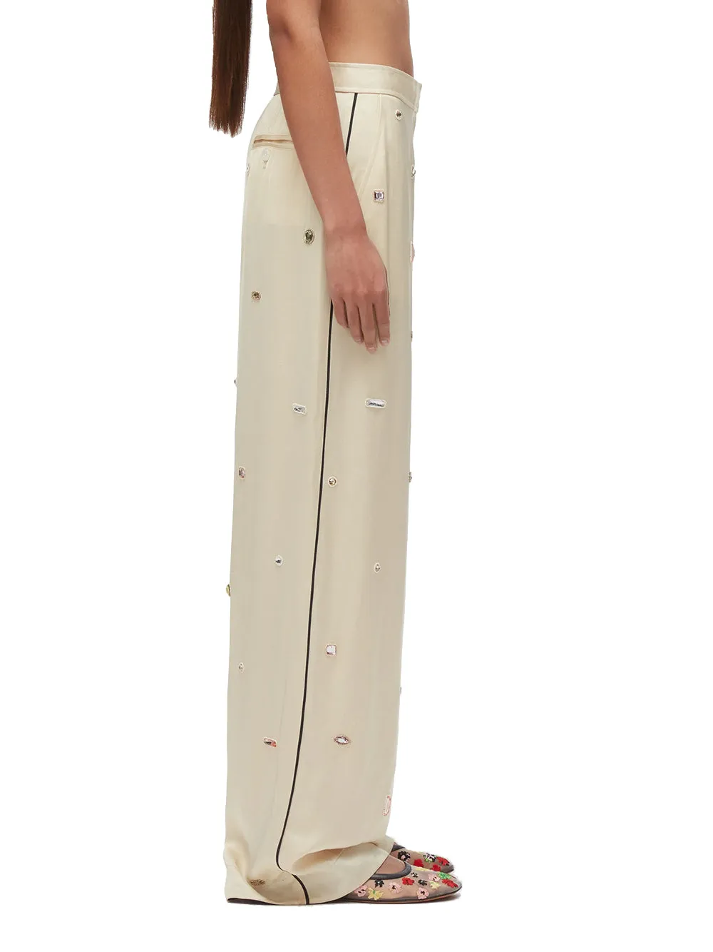 Halo Embroidered PJ Pants (Champagne)