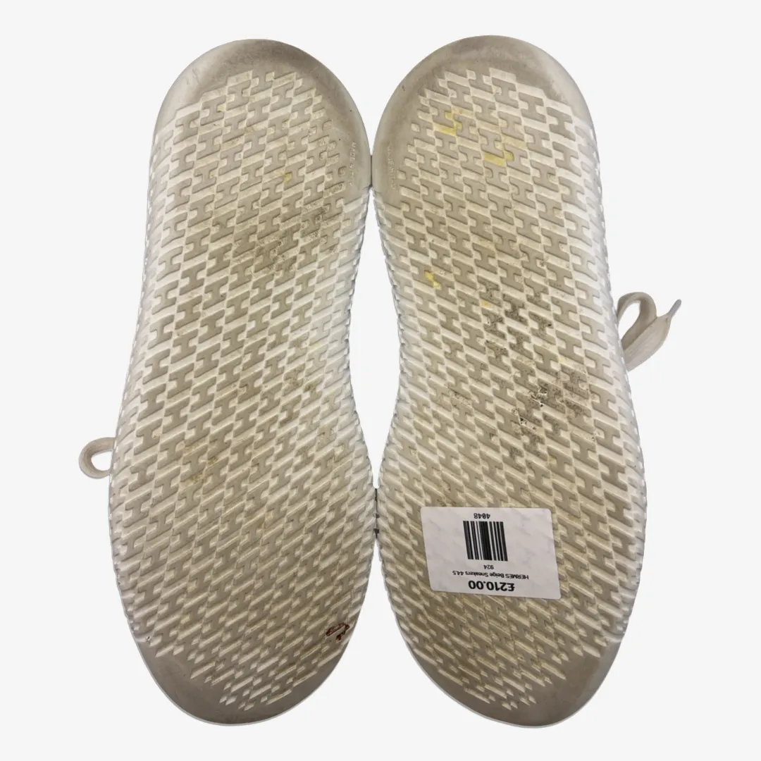 Hermes men's beige mesh and suede sneakers