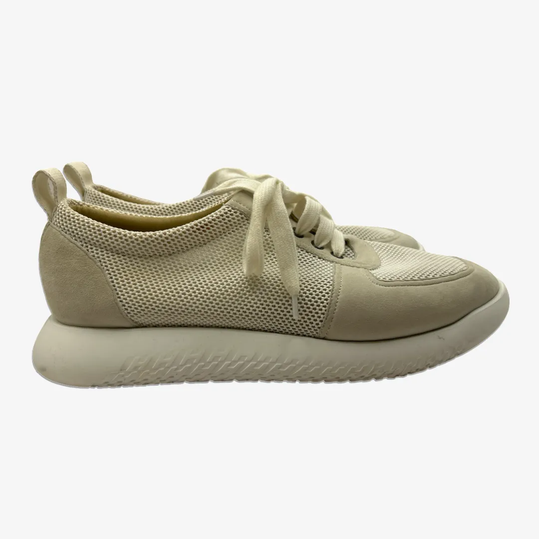 Hermes men's beige mesh and suede sneakers