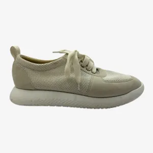 Hermes men's beige mesh and suede sneakers