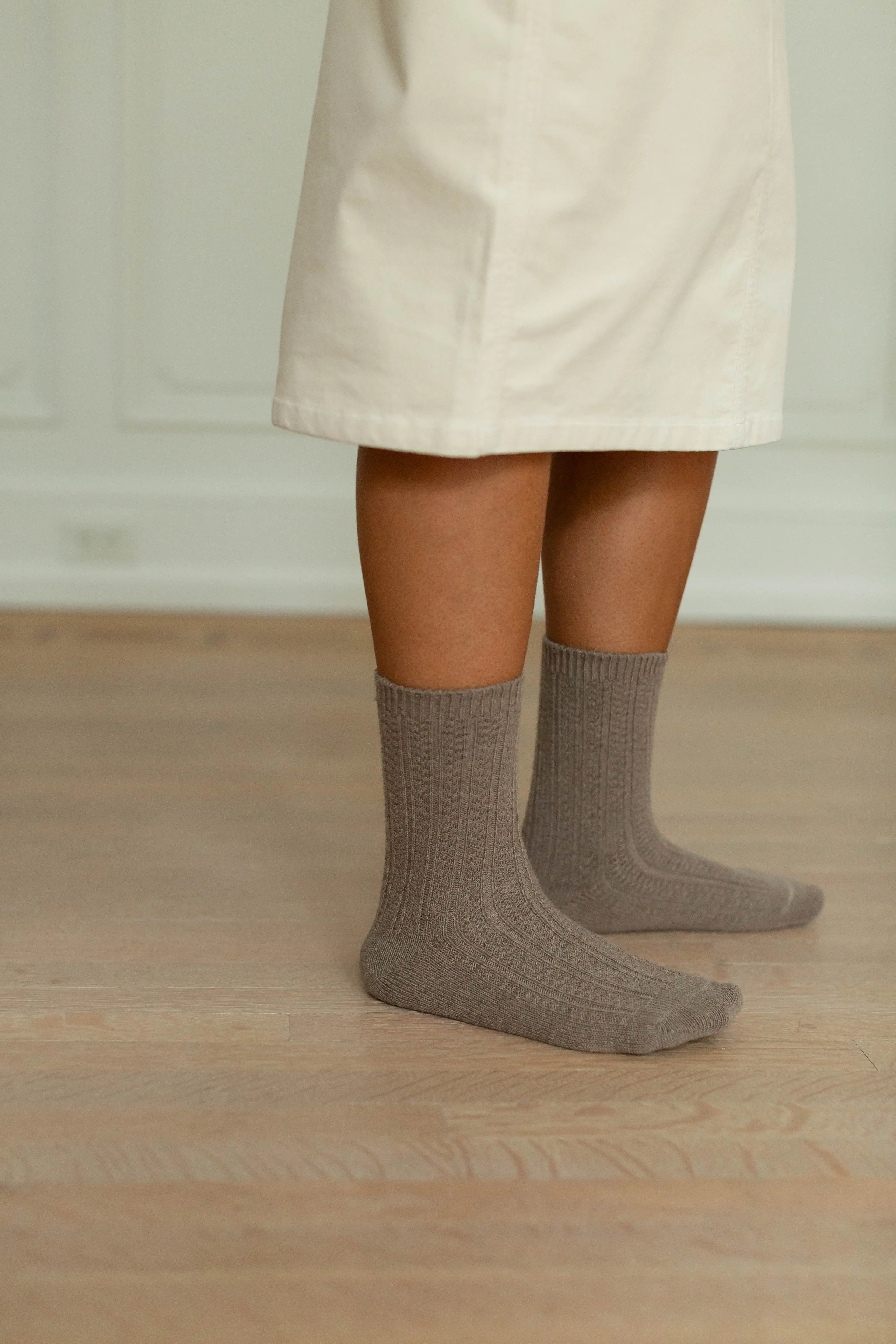 Knit Boot Socks in Mocha FINAL SALE