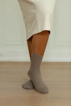 Knit Boot Socks in Mocha FINAL SALE
