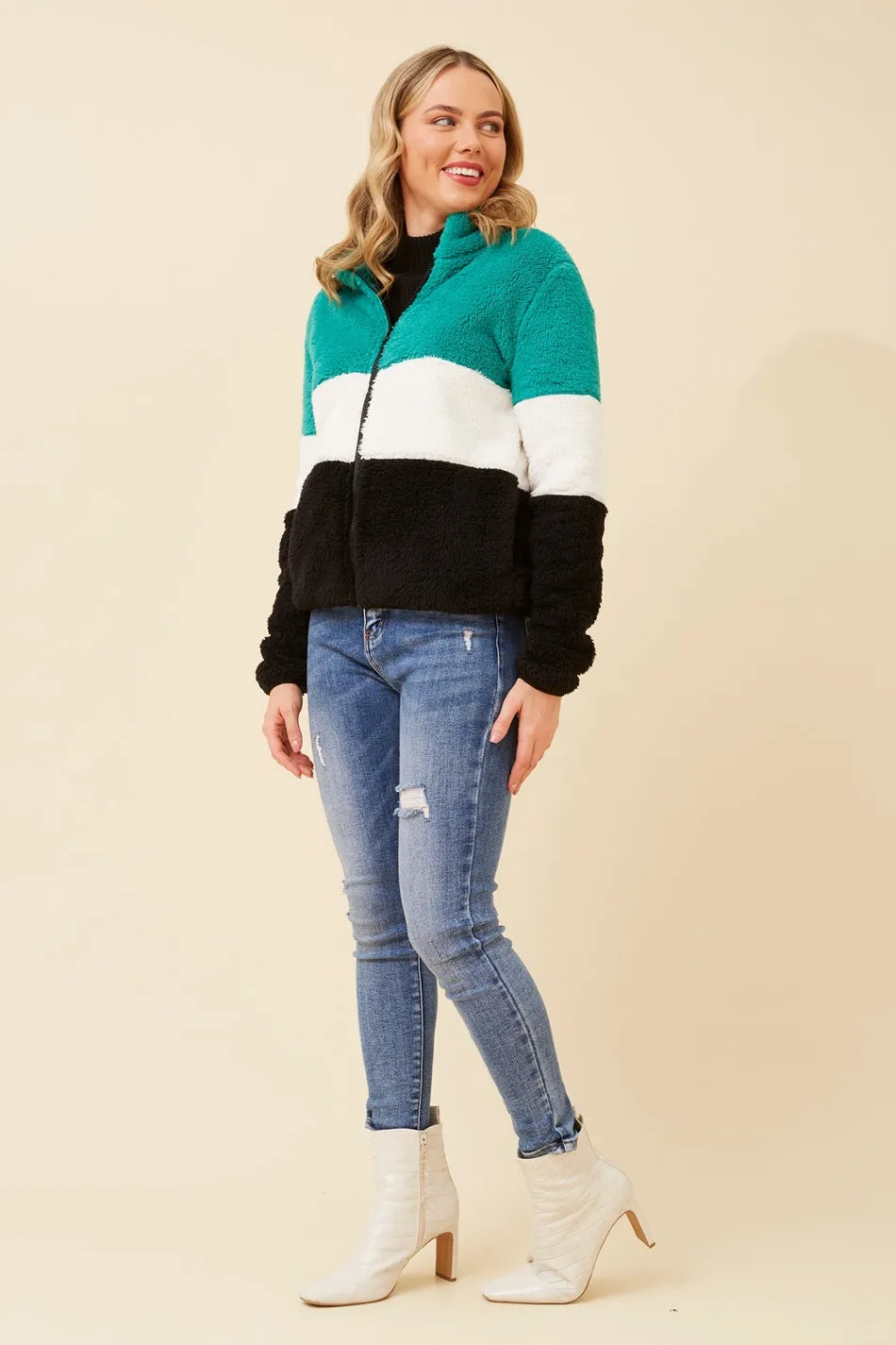 LYN COLOURBLOCK TEDDY JACKET