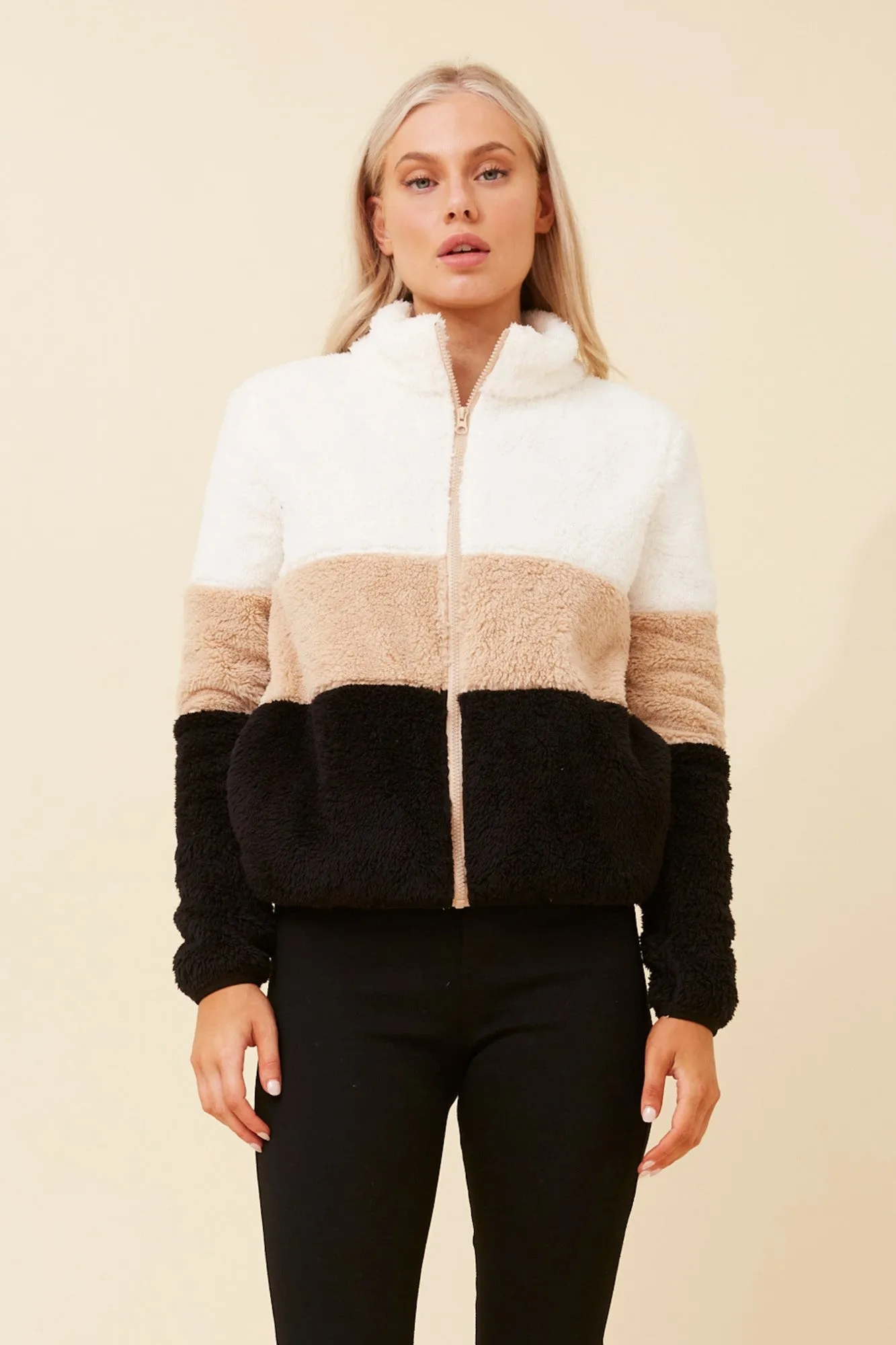 LYN COLOURBLOCK TEDDY JACKET