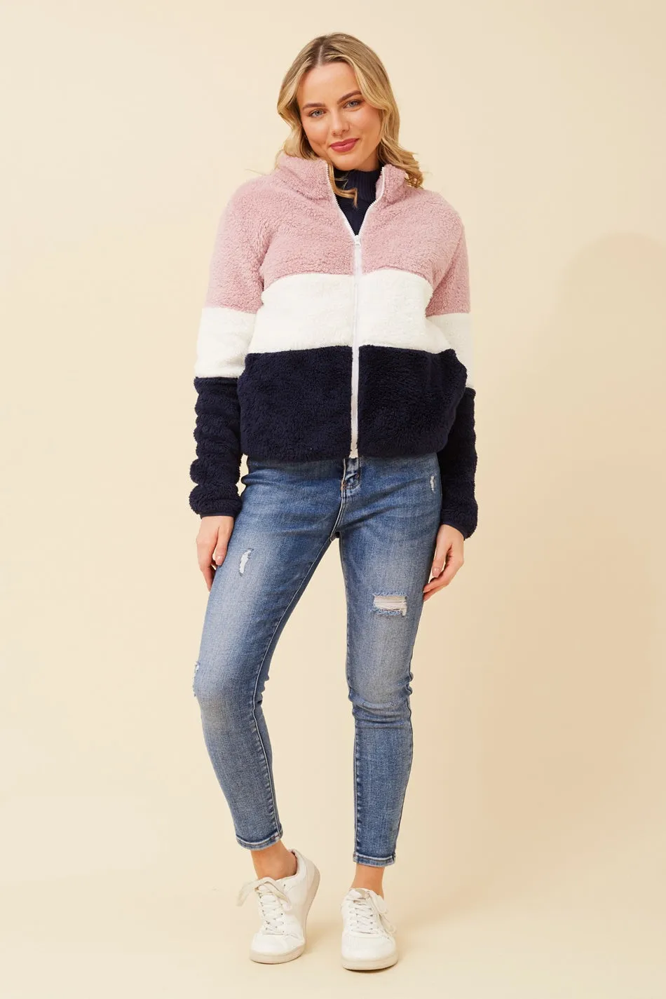 LYN COLOURBLOCK TEDDY JACKET