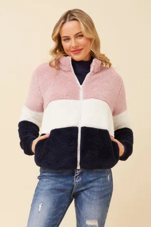 LYN COLOURBLOCK TEDDY JACKET