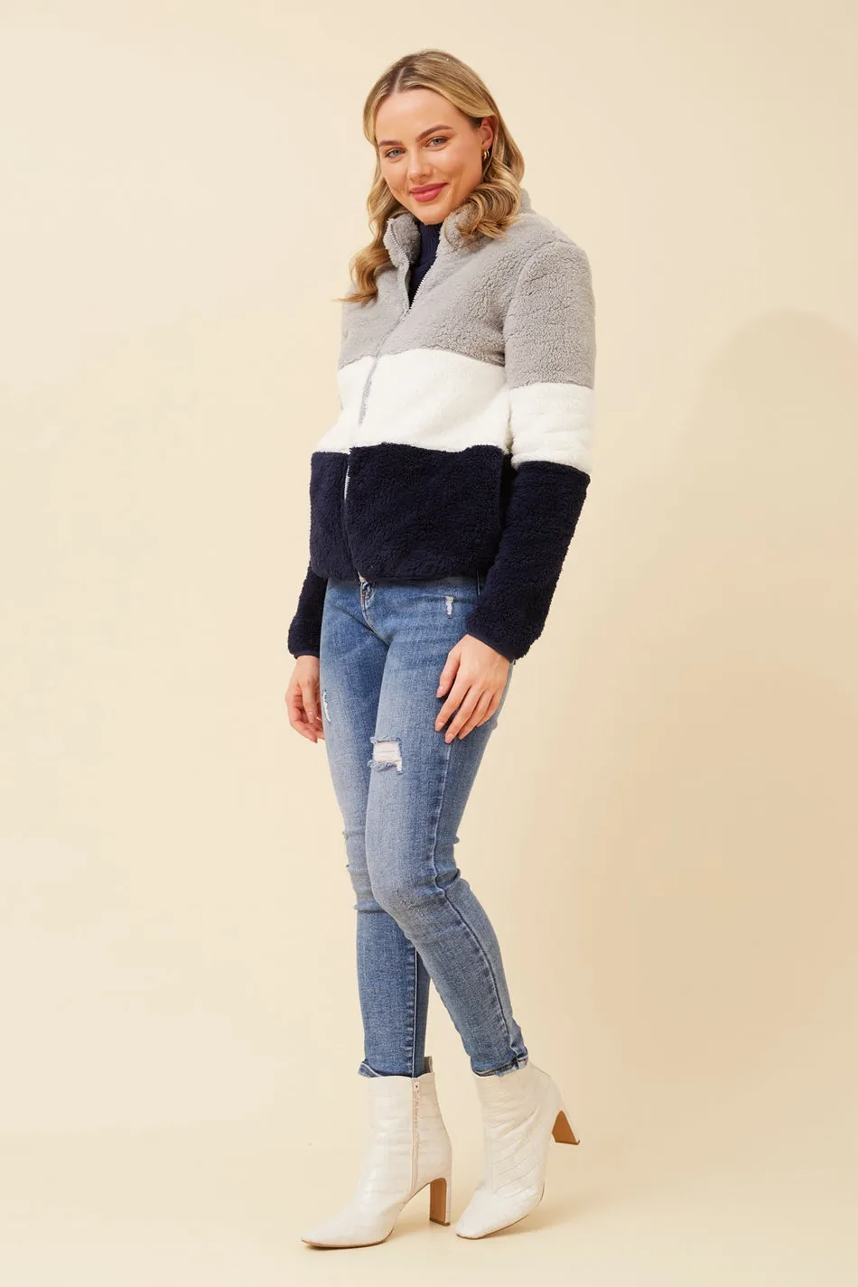 LYN COLOURBLOCK TEDDY JACKET