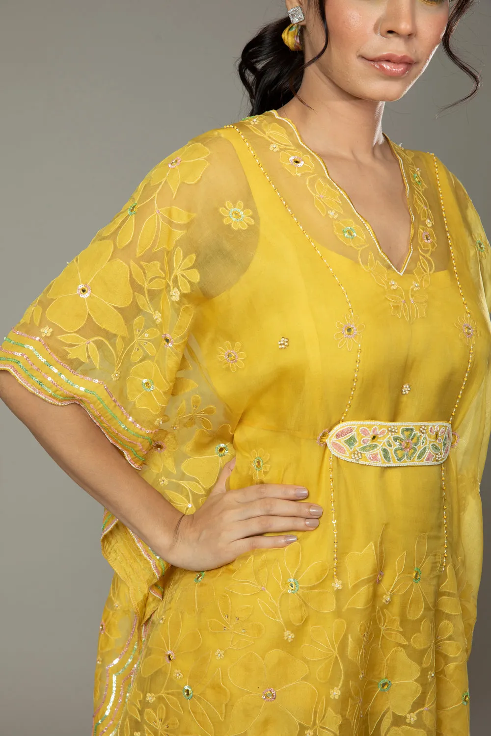 Mango Bite Candy Flared Plazzo Cum Sharara Set