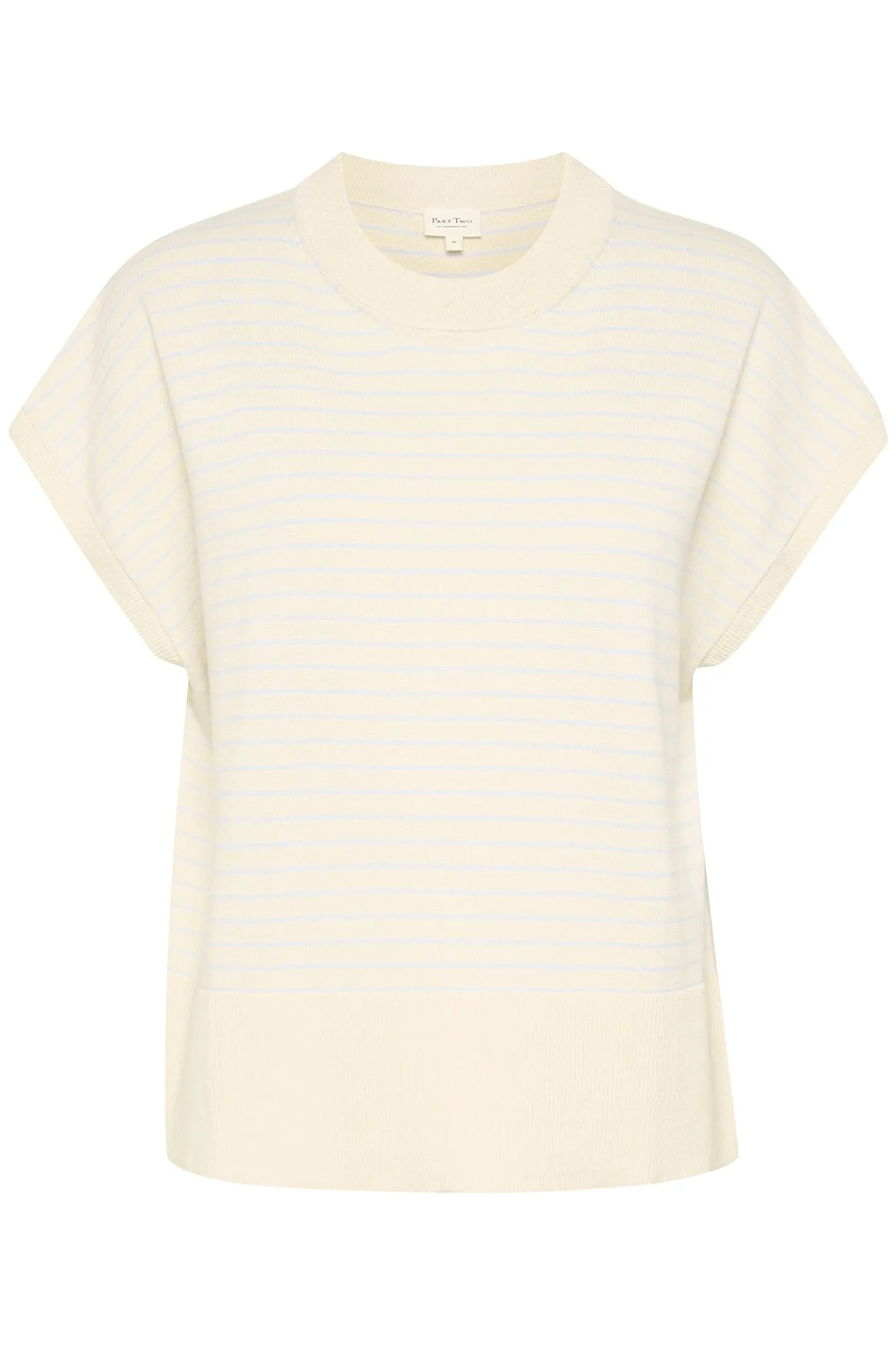 Part Two 30309534 NatayaPW Cap Sleeve Fine Knit T-Shirt Blue Whitecap Gray Stripe