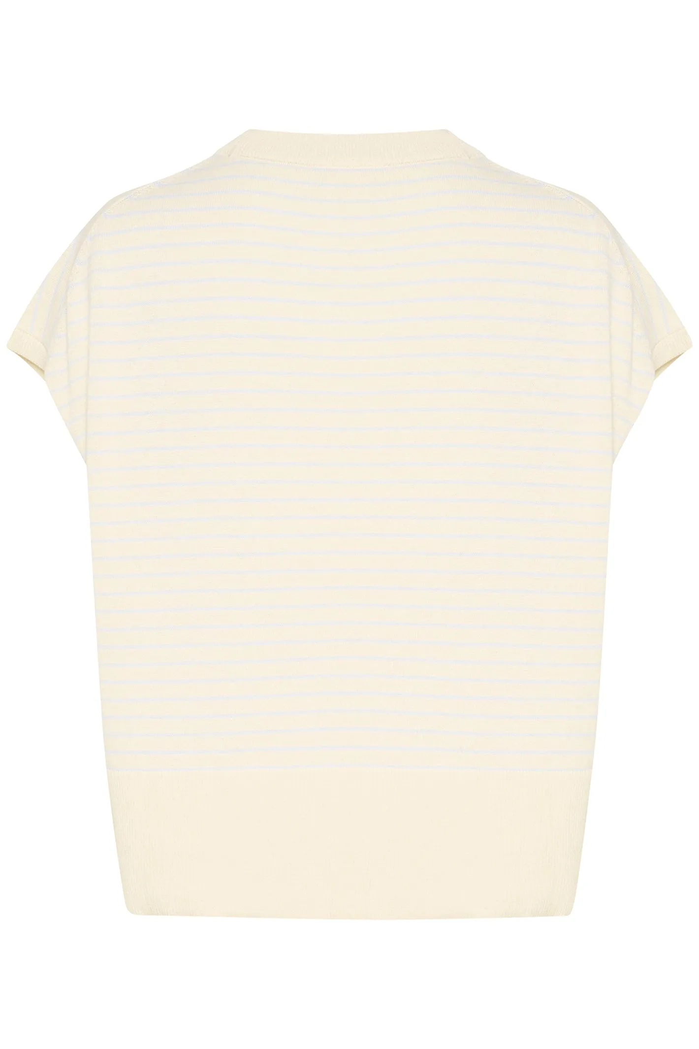 Part Two 30309534 NatayaPW Cap Sleeve Fine Knit T-Shirt Blue Whitecap Gray Stripe