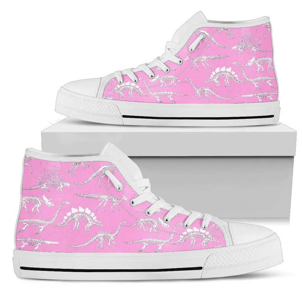 Pink Dino Skeletons - Women's Dinosaur High Tops