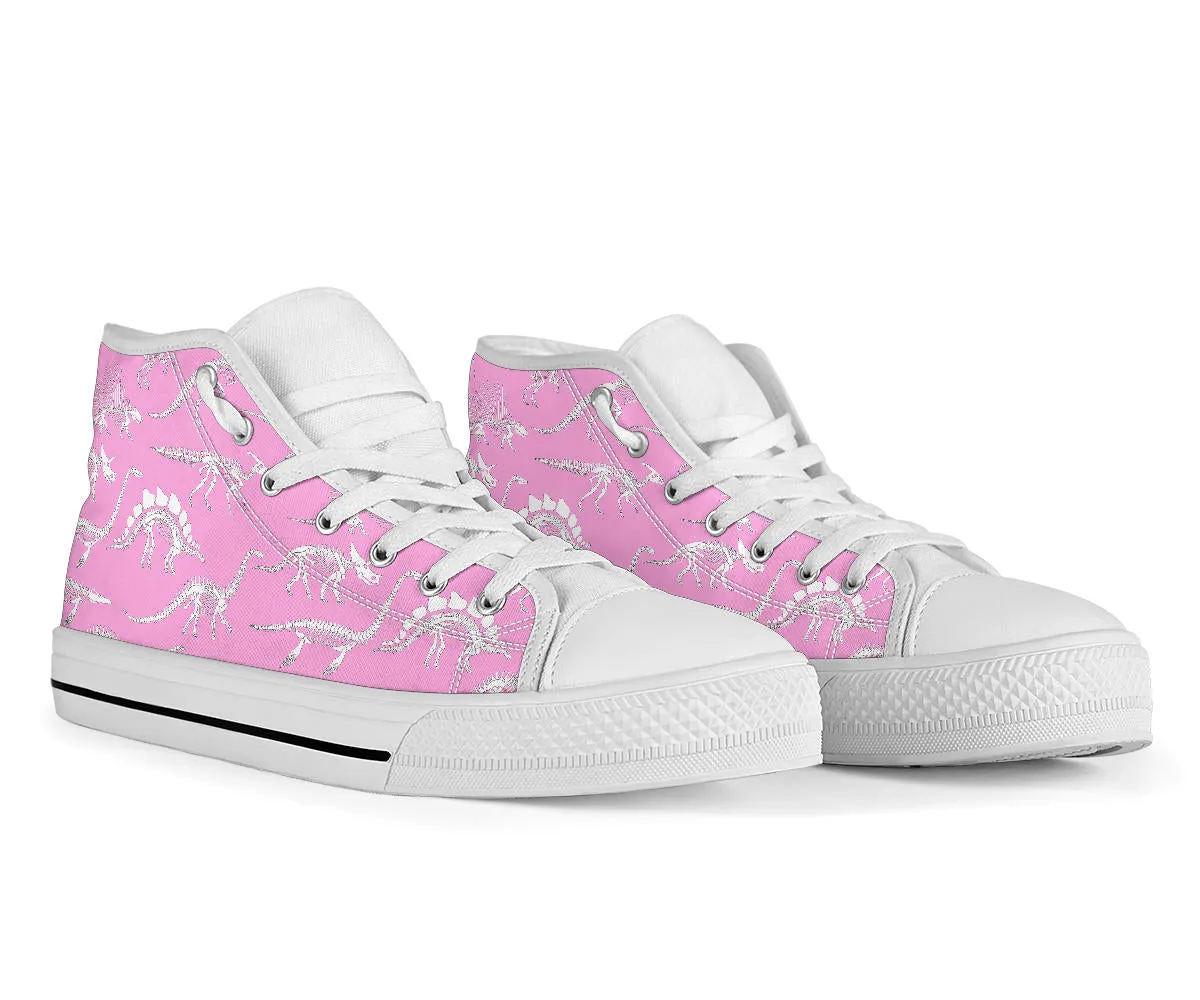 Pink Dino Skeletons - Women's Dinosaur High Tops