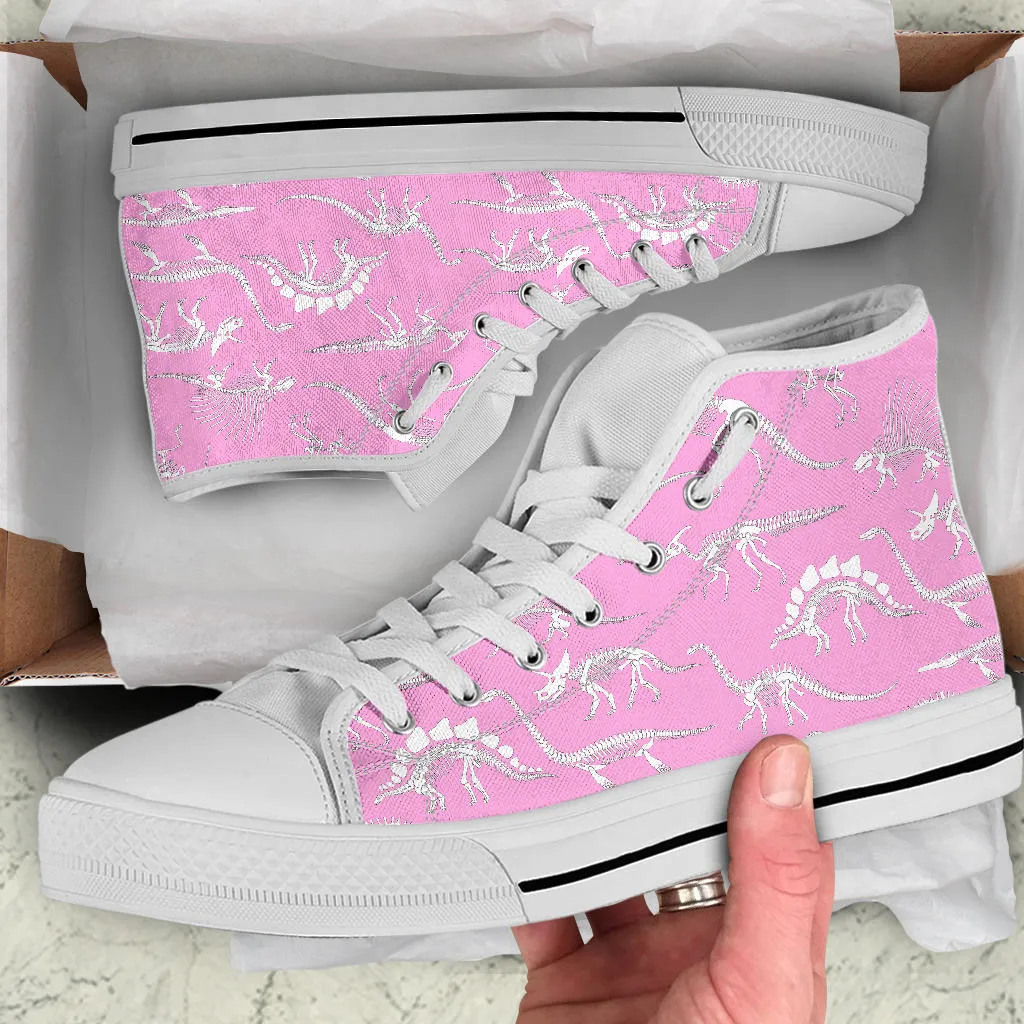 Pink Dino Skeletons - Women's Dinosaur High Tops