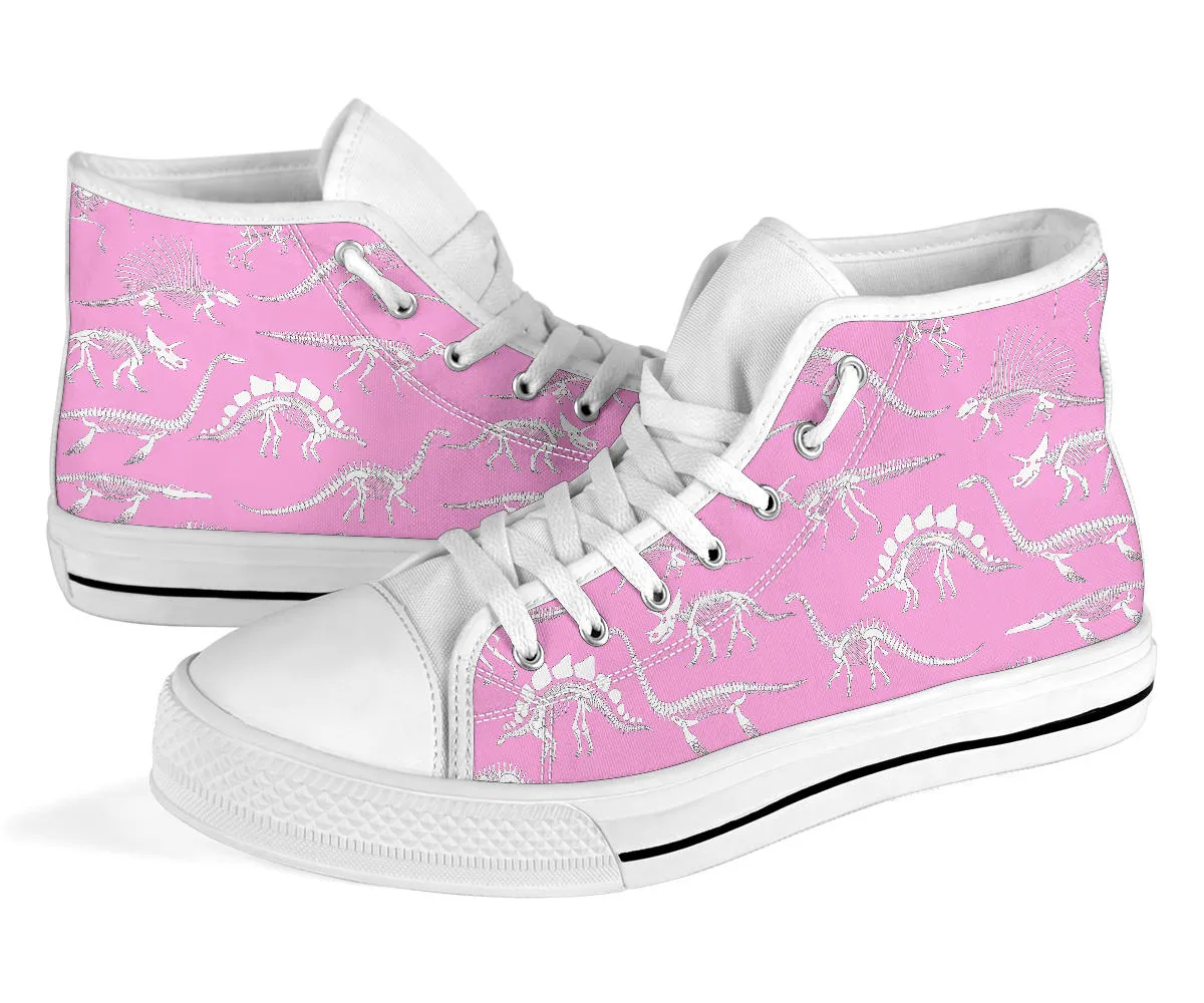 Pink Dino Skeletons - Women's Dinosaur High Tops