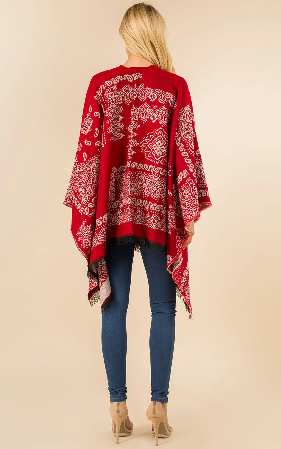 RA3351 Multi Pattern Ruana Shawl