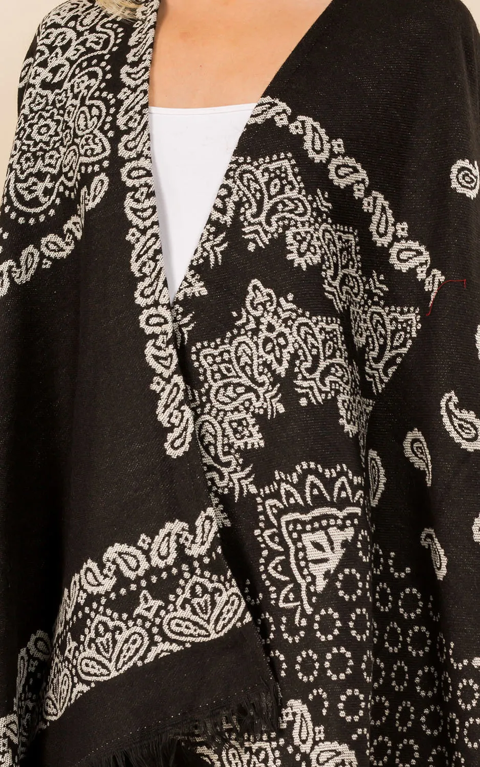 RA3351 Multi Pattern Ruana Shawl