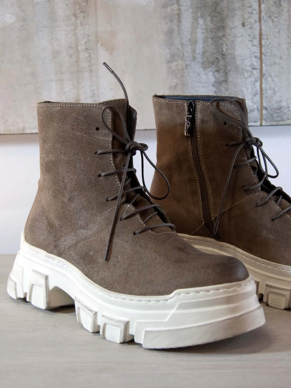 Suede London Boots with Laces