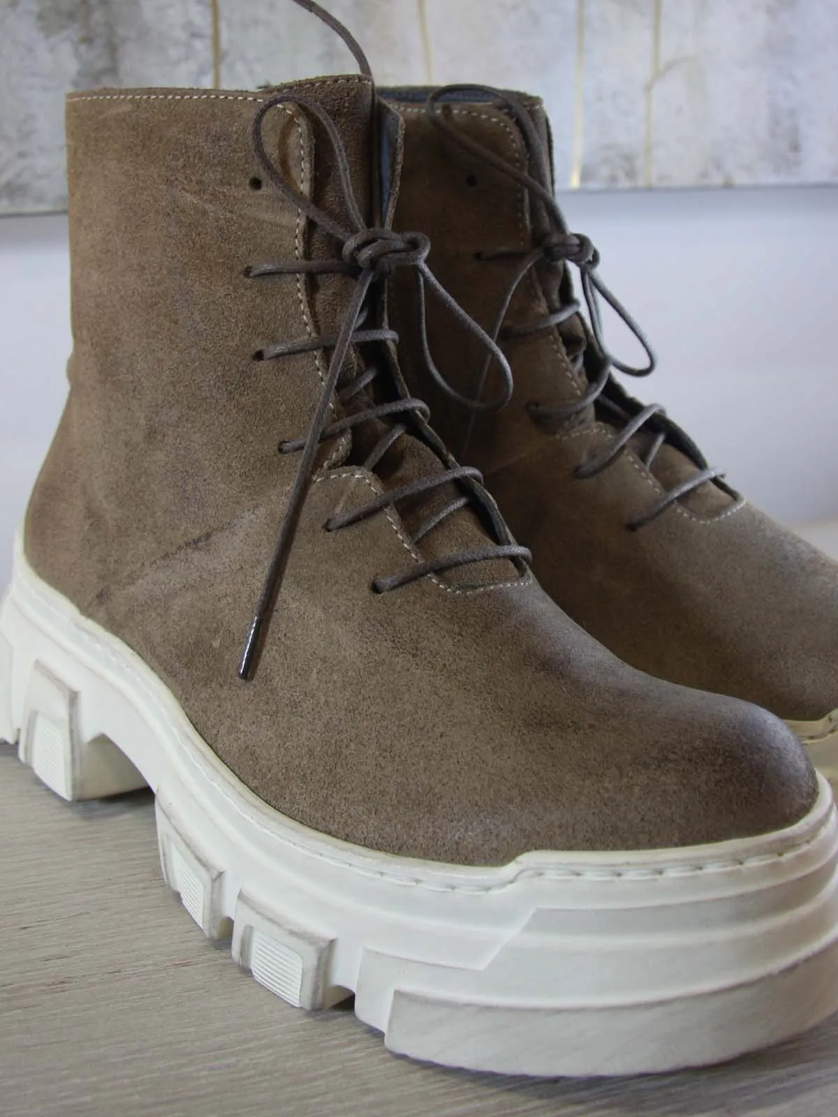 Suede London Boots with Laces