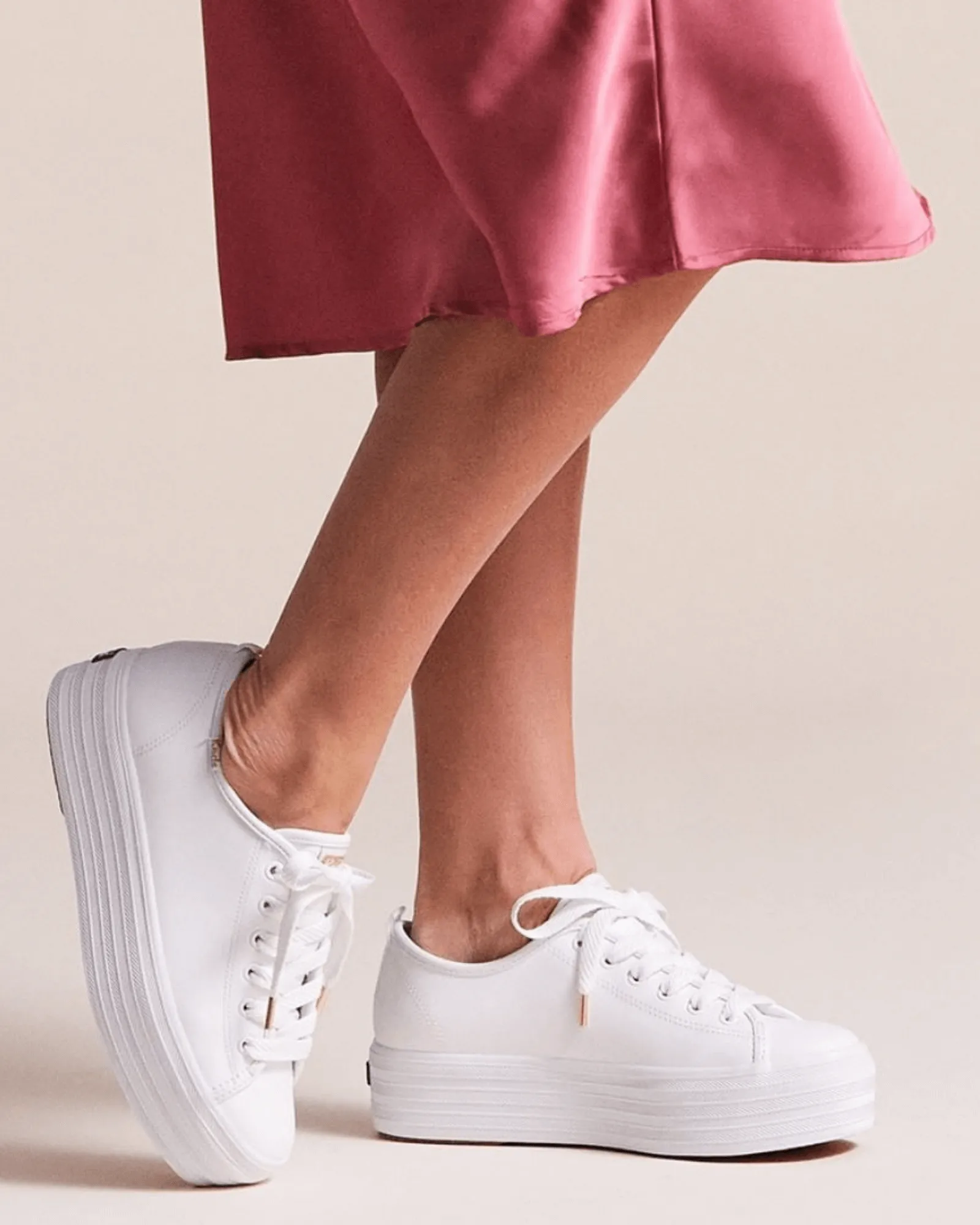 TRIPLE UP PLATFORM SNEAKERS WHITE LEATHER