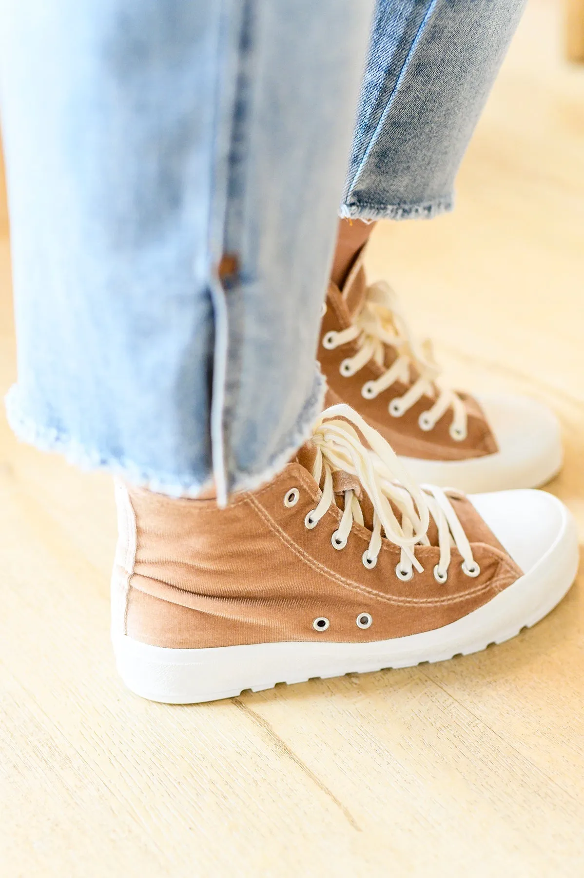 Velvet High Tops in Tan