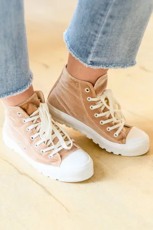 Velvet High Tops in Tan