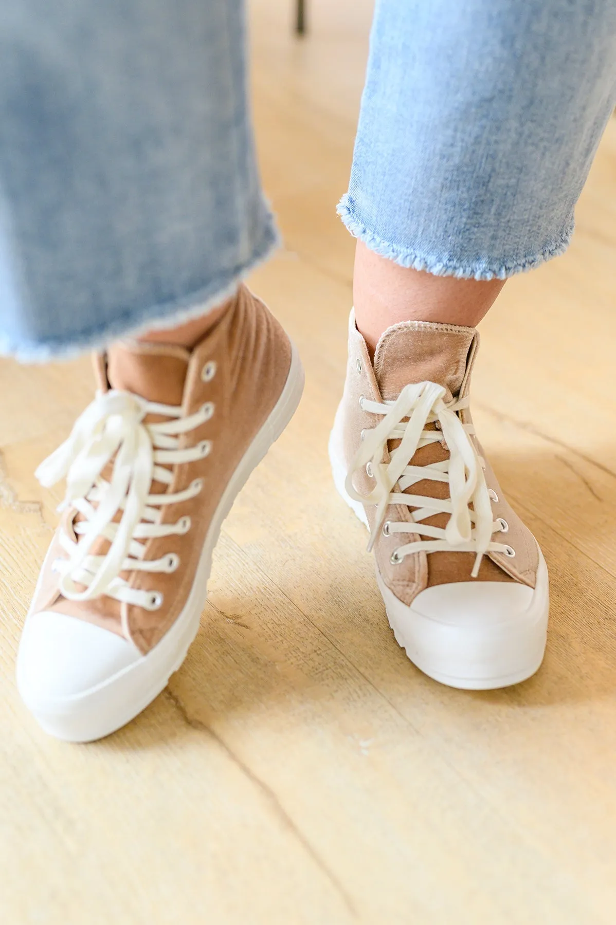 Velvet High Tops in Tan