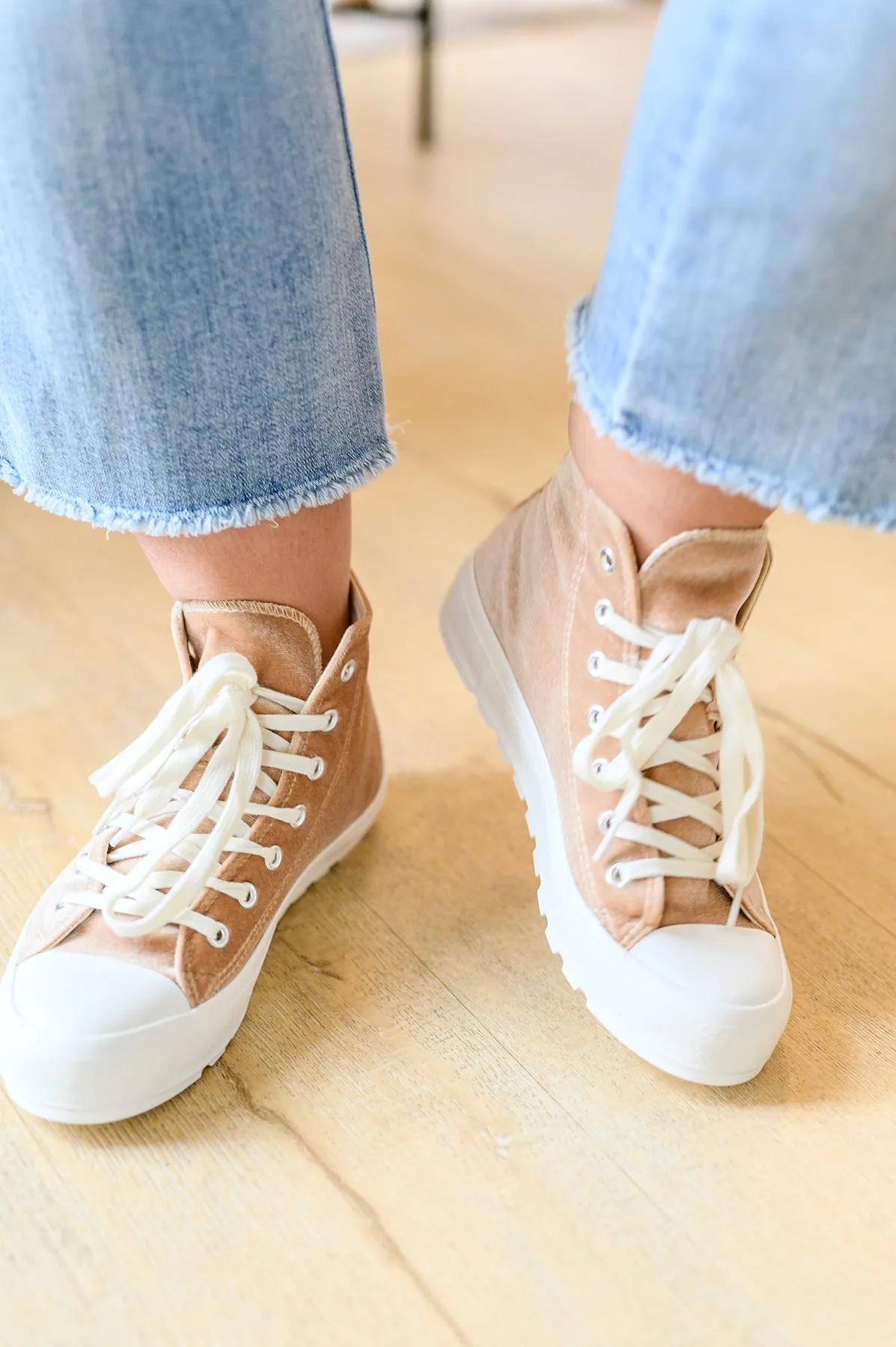 Velvet High Tops in Tan