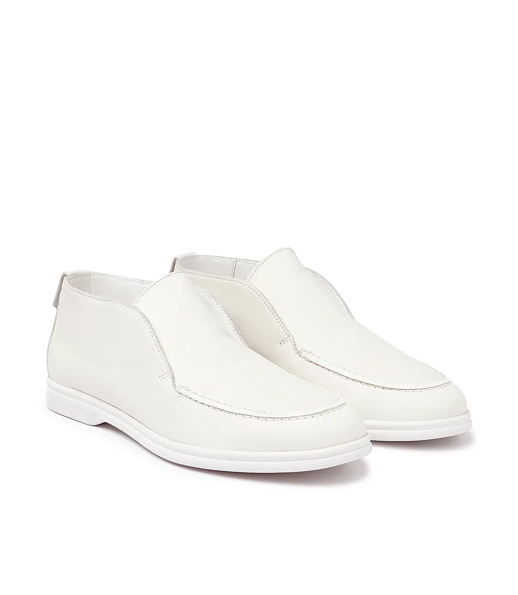 White leather loafers