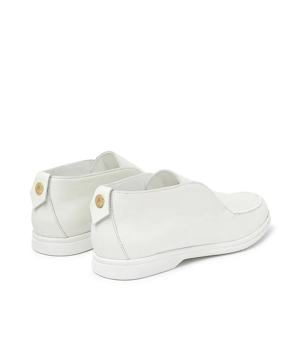 White leather loafers